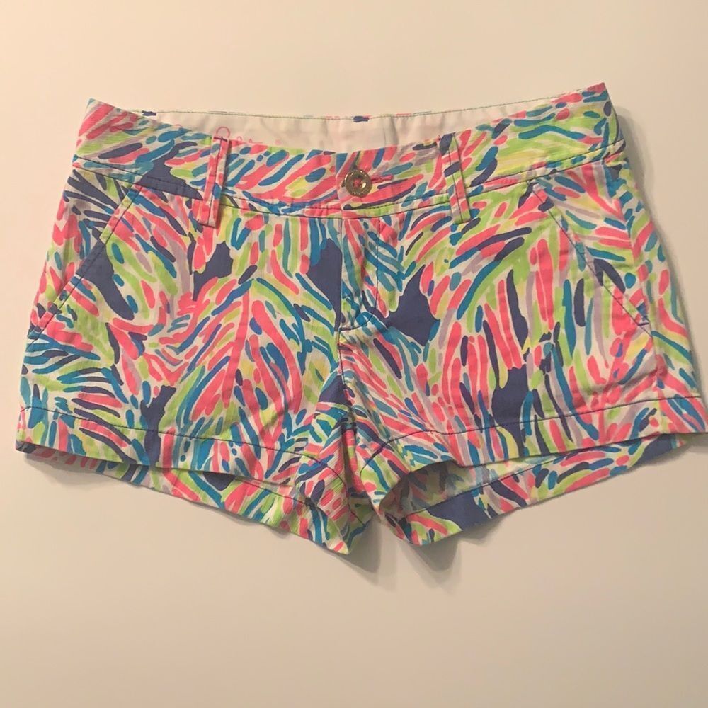 Lilly Pulitzer Walsh Shorts Size 2 Indigo Palm Reader‎